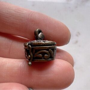 Antique Vintage ornate  Hinged Brass Locket Pendant open close